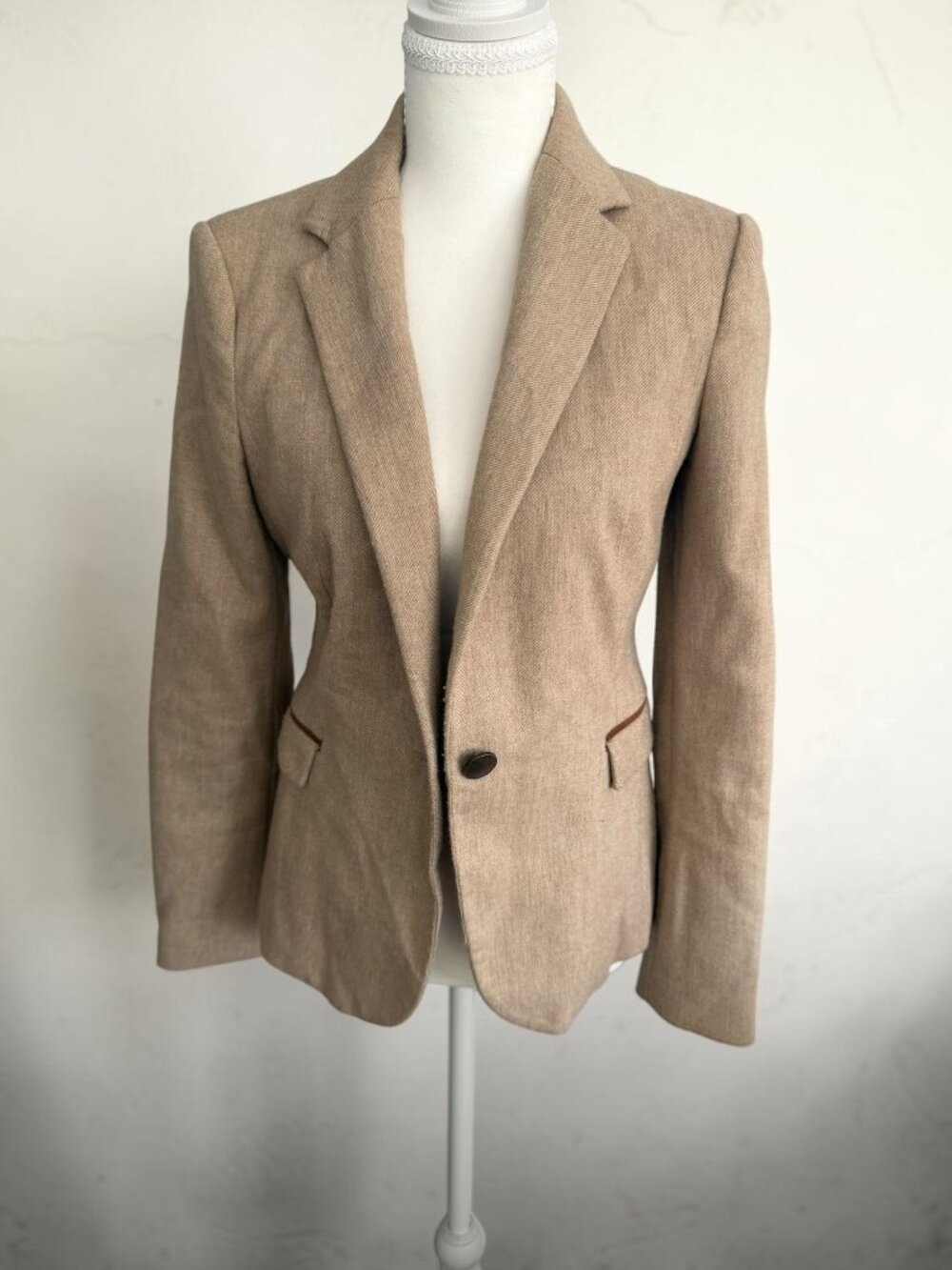 ZARA Basic Tan Blended Jacket Blazer Size US Medium